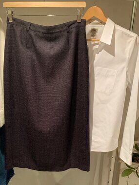 ConradC 100% Wool Midi/Maxi Skirt Black and Jewel-Toned Purple - Size 8-10